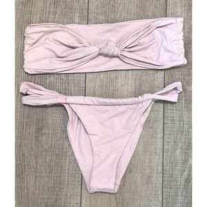 STONE FOX PINK LELE BIKINI TOP BIJOU BOTTOMS SWIMSUIT 2 PIECE SET FREE PEOPLE L